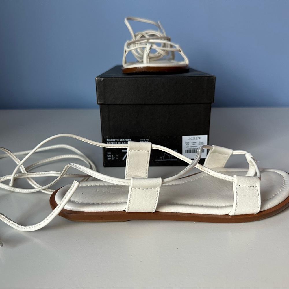 J. Crew Ivory Gladiator Lace-up Smooth Leather Sandals//7